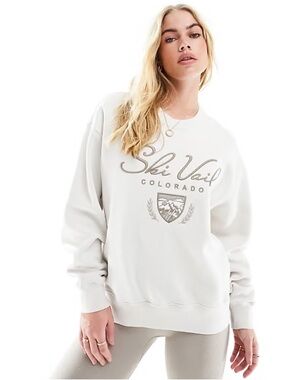 Abercrombie Ski Vail Colorado Graphic Sweatshirt - Cream